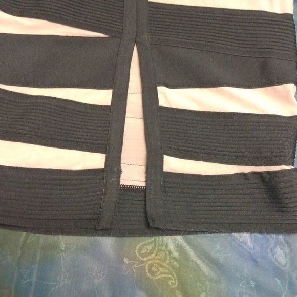 ❤️CELINE PARIS Runway Black / Tan Bandage Bodycon Strapless Wiggle Dress Small - Picture 9 of 10